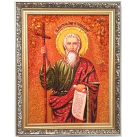 Андрей Первозванный - именная икона из янтаря (ар-390)