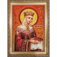 Свята Єлена - Янтарна ікона із натуральних каменів (ар-17)