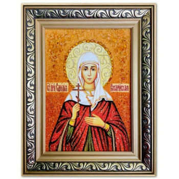 Икона святая Эмилия - Именная икона из янтаря (ар-143/1)