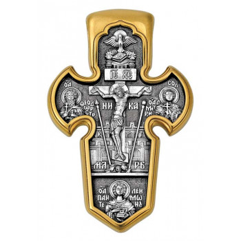 Срібна іконка Розп'яття, образок святий Архангел Михаїл (S-07)