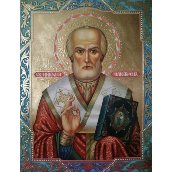 Писана ікона Святитель Миколай Чудотворець Мирлікійський (IM-01)