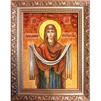 Икона Божьей Матери Покрова - икона из янтаря (ар-243)