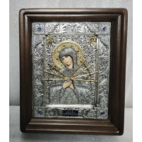 Семистрельная икона - красивая икона, в окладе с серебром (хм-63)