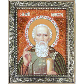 Ікона Святий Сергій Радонежський - Янтарна ікона, ручна робота (ар-450)