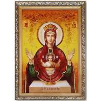 Икона Божьей Матери Неупиваемая Чаша- икона с янтарем (ар-398)
