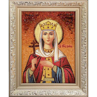 Іменна ікона Свята великомучениця Ірина - ікона з бурштину (ар-208)
