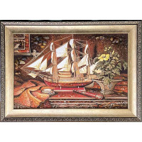 Картина с янтарем Корабль 40х60 см (rb-144)