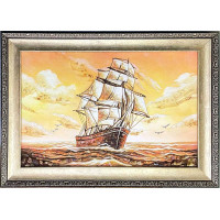 Картина из янтаря Парусник 40х60 см (rb-184)