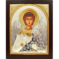 Ангел-Хранитель - Икона из Греции прямоугольной формы с серебром и позолотой (EK172)