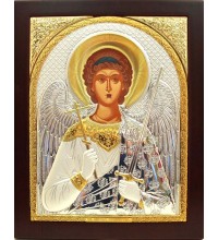 Ангел-Охоронець - Ікона з Греції прямокутної форми з сріблом та позолотою (EK172)