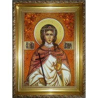 Агния - именная икона из янтаря (ар-256)