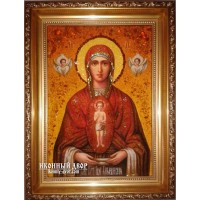 Албазинская икона Божией Матери “Слово плоть бысть” - икона Богородицы, из янтаря (ар-169)