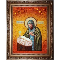 Анатолий Печерский - икона с янтарем (ар-70)