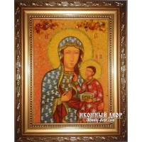 Ченстоховська ікона Божої Матері, ікона з янтаря, ручна робота (ар-148)