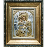 Достойно Есть - шикарная икона Божьей Матери, с жемчугом и камнями Сваровски (EK799-027KZ)