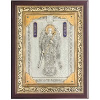 Эксклюзивная икона на подарок святой Ангел-Хранитель - икона с серебром (ЮЛ-52)