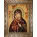 Феодоровская икона Божьей Матери - икона из янтаря (ар-384)