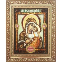 Галичская-Чухломская икона Божией Матери - икона с янтарем (ар-329)