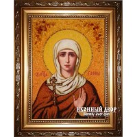 Галина - Прекрасная именная икона ручной работы из натурального янтаря (ар-123)