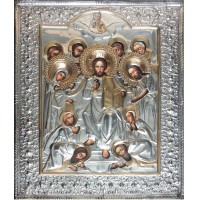 Ісус Христос Цар Слави - ікона Писана в срібному окладі (хм-07)