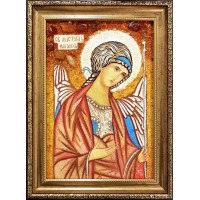 Икона Архангел Михаил -  икона из янтаря, 100% ручная работа (ар-356)
