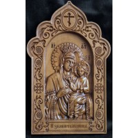 Ікона Богородиці Избавительница - красива ікона з дерева з різьбою (ДВ-9)