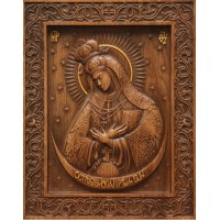 Икона Божьей Матери Остробрамская - резная икона из натурального дерева (р-18)