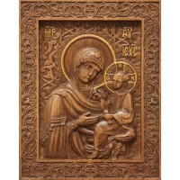Икона Божьей Матери Тихвинская - резная икона из натурального дерева (р-23)
