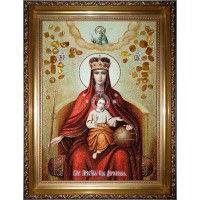 Икона Божией Матери Державная - Икона из янтаря, ручной работы (ар-327)