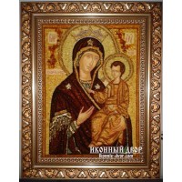 Икона Божией Матери Избавительница - икона ручной работа, из янтаря (ар-20)