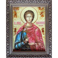 Икона Максимилиан Ефесский - Икона ручной работы из янтаря (ар-223)