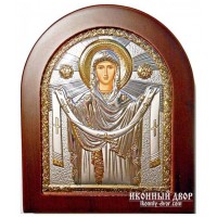 Ікона Покрови Пресвятої Богородиці - Ікона арочної форми зі сріблом та позолотою (GOLD)