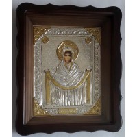 Ікона Пресвятої Богородиці Покрови - ікона з сріблом (хм-64)