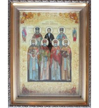 Икона Собор семи мучеников Маккавеевских  -икона из янтаря (ар-236)