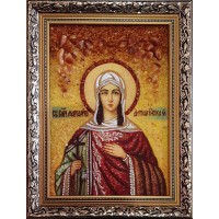 Ікона свята Маргарита Антіохійська - ікона із бурштину (ар-342)