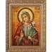 Икона Святая Мирослава Константинопольская - икона с янтарем (ар-301)