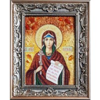 Икона святая мученица Наталия - икона из янтаря (ар-369)