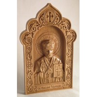 Ікона Святитель Миколай - різьблена ікона з дерева (ДВ-20)