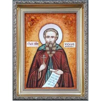 Икона Святой Максим - Именная икона из янтаря, ручная работа (ар-19)