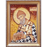 Икона Святой Спиридон Тримифунтский - икона из янтаря (ар-389)