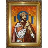Икона Святой Владимир Равноапостольный - именная икона из янтаря (ар-247)