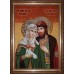 Икона Святых Петра и Февронии, покровителей семьи - красивая икона с янтарем 40х60 см (ар-395)