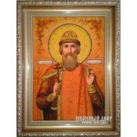 Ікона Володимир Рівноапостольний - Розкішна ікона із бурштином (ар-13)