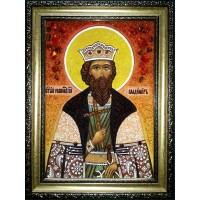 Икона Владимира Равноапостольного - икона из янтаря (ар-283)