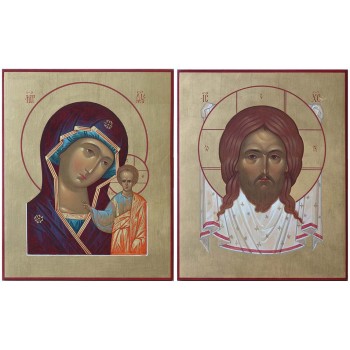 Иконы Спас Нерукотворный и Божья Матерь Казанская - писаные иконы (Ир-33)