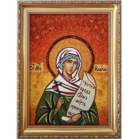 Илария - именная икона из янтаря, помощница в семейных проблемах и безбрачии (ар-145)
