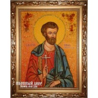 Інна, святий мученик - ікона з янтаря, ручна робота (ар-186)