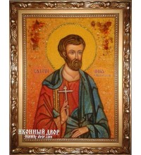 Інна, святий мученик - ікона з янтаря, ручна робота (ар-186)