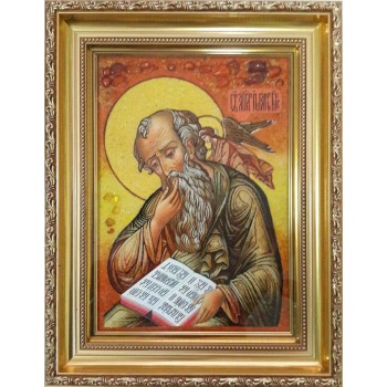 Иоанн Богослов - икона с янтарем, ручная работа (ар-304)