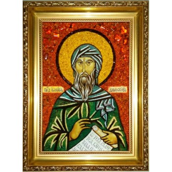 Иоанн Дамаскин - икона из янтаря (ар-325)